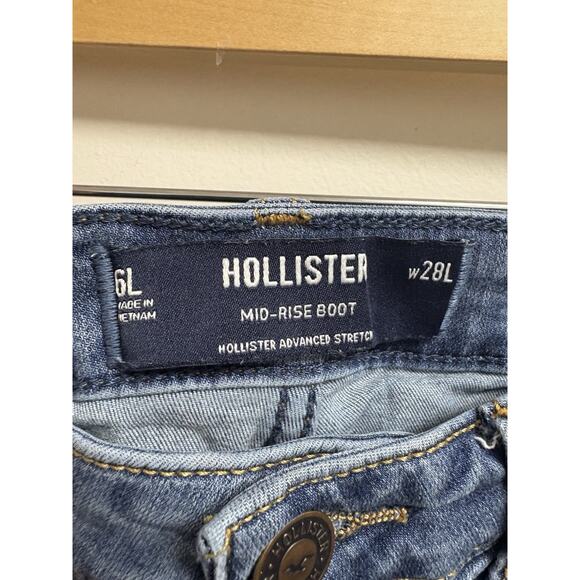 Hollister Women’s Jeans Size 6L W28L Mid Rise Bootcut Distressed Knee - Picture 3 of 3